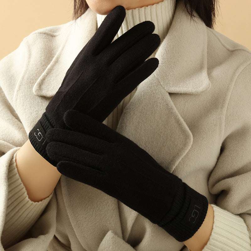 Cashmere-like Women's Winter Warm Gloves Fleece-lined Thickened Outdoor Riding Touch Screen - globaltradeleader