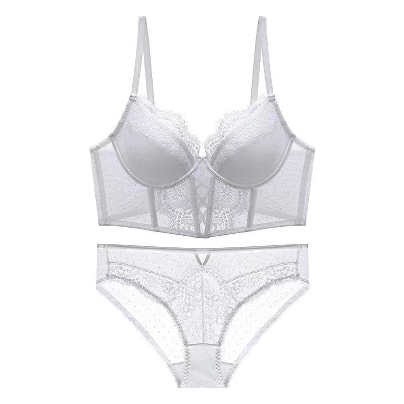 Sexy Breasts Push-up Bra Comfortable Thin Cup Corset Set.