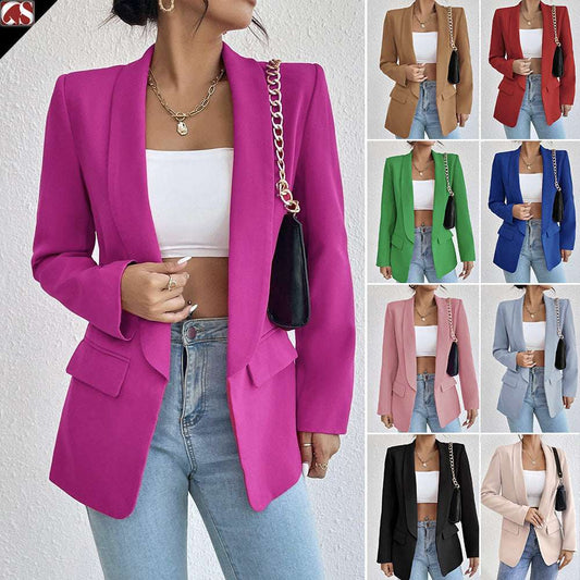 Middle East Hot Style Women's Clothing Autumn And Winter Solid Color Lapel Small Suit Temperament Commuter Jacket