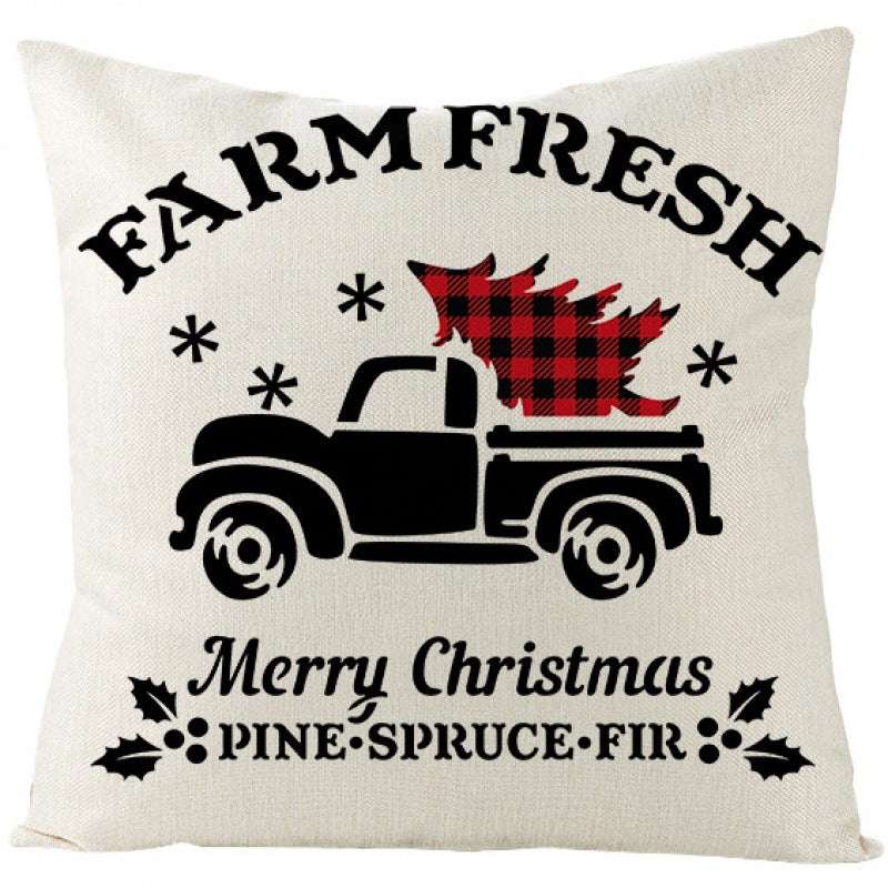 Christmas Fashion Simple Linen Printed Pillowcase