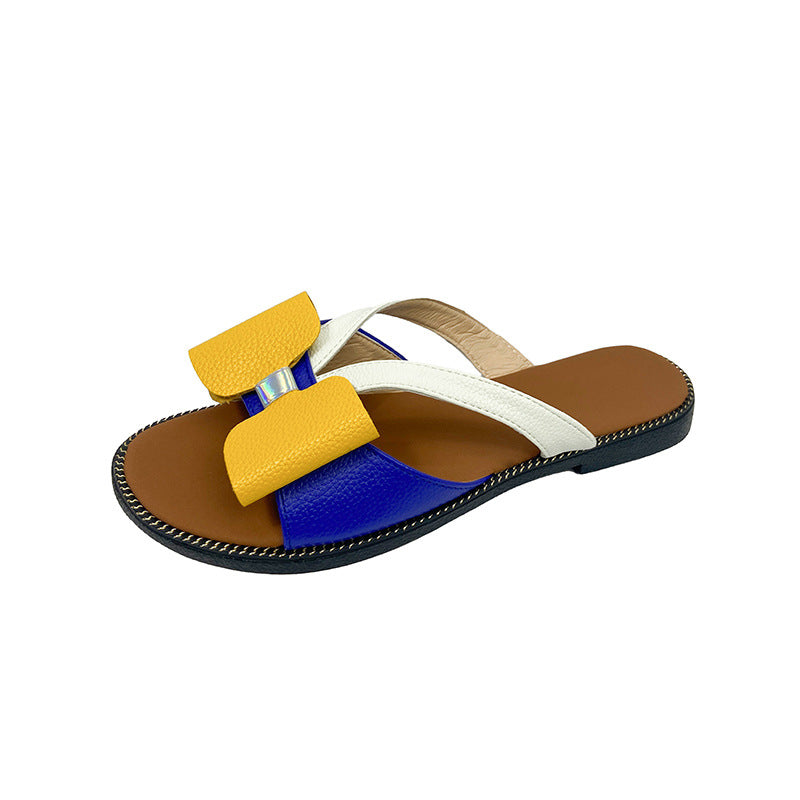 Summer European And American Foreign Trade Large Size Bowknot Set Toe Fashion Word Sandals