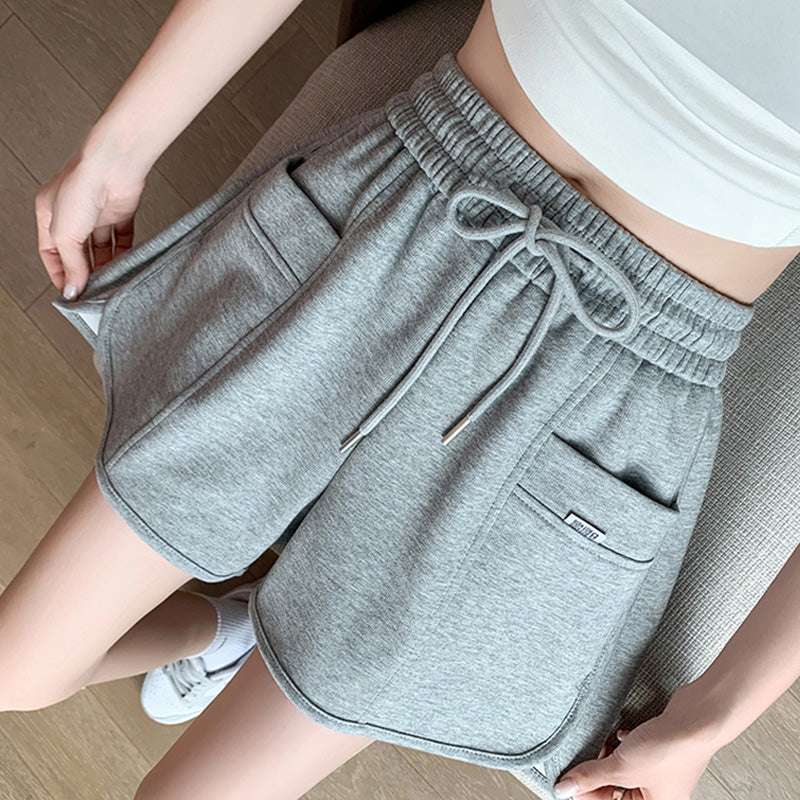 High Waist Slimming And Wide Leg Loose Straight Outerwear Cotton Running Leisure Shorts - globaltradeleader