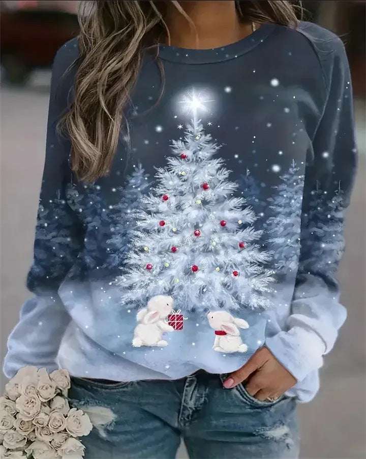 Fashion Floral Print Long-sleeved Women's Sweater - globaltradeleader