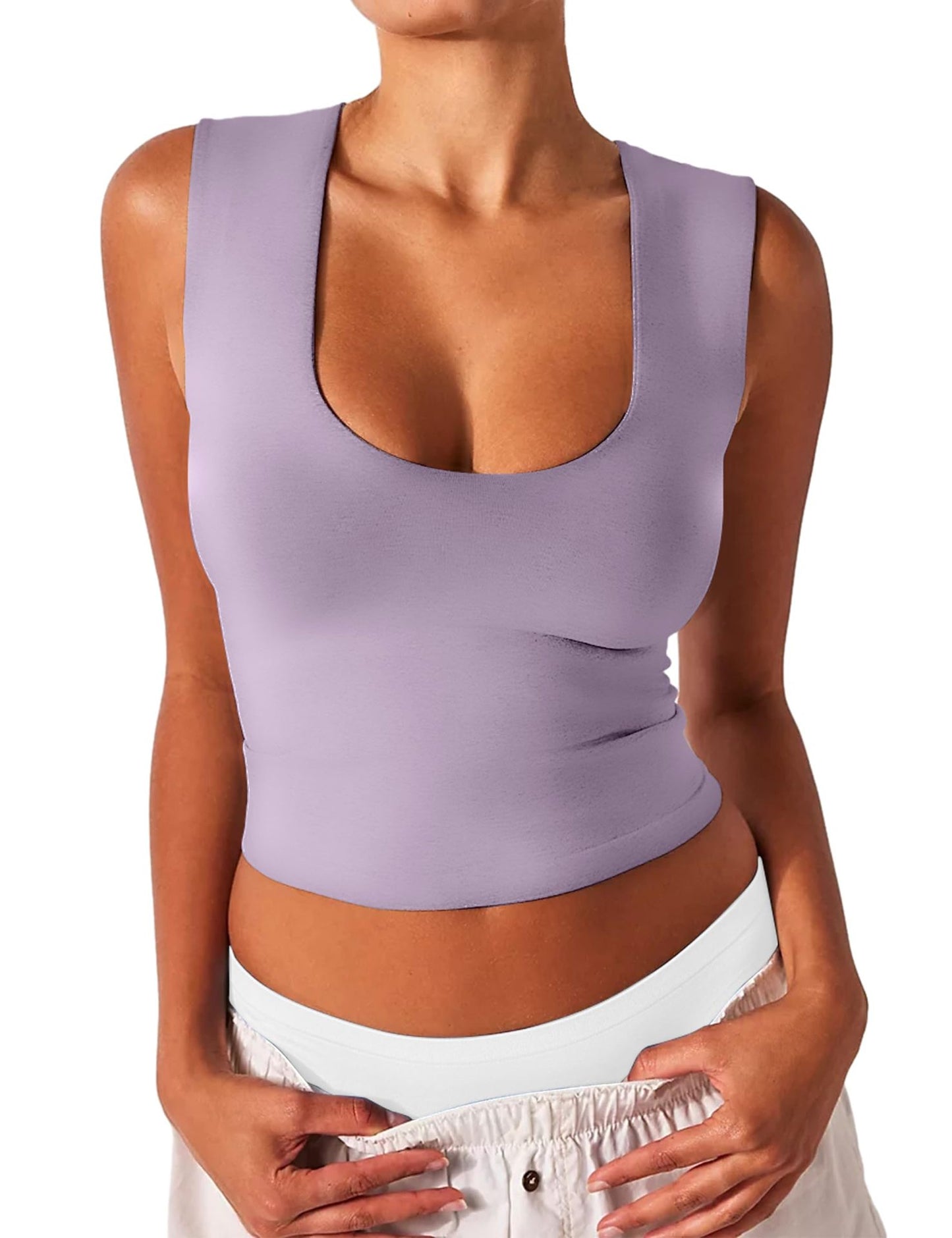 Women's Slim-fit U-neck Sleeveless Vest Top - globaltradeleader