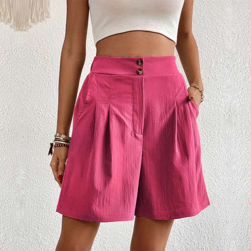 Summer New Loose Pants Casual Women&#039;s High Waist Wide Leg Shorts