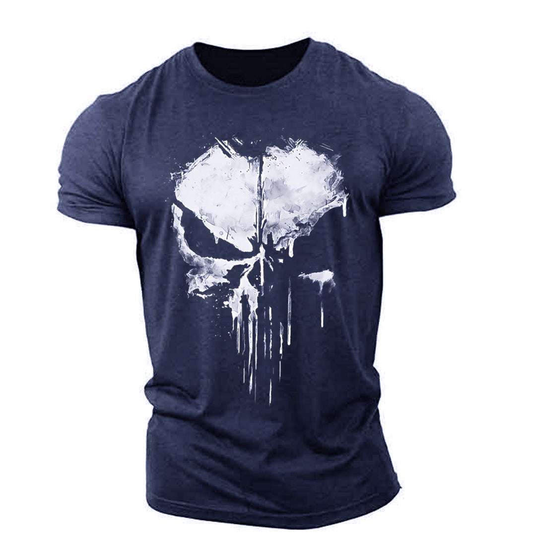 Men's Round Neck Short-sleeved T-shirt American Drama The Punisher Skull Skull Print Men's 3D Fashion Personality Trend