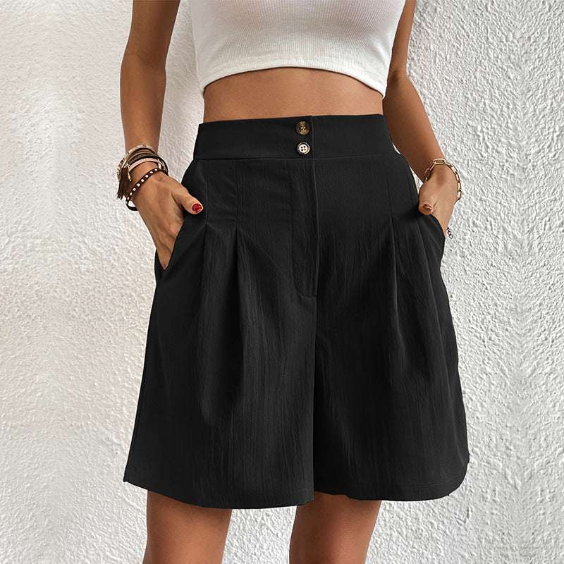 Summer New Loose Pants Casual Women&#039;s High Waist Wide Leg Shorts