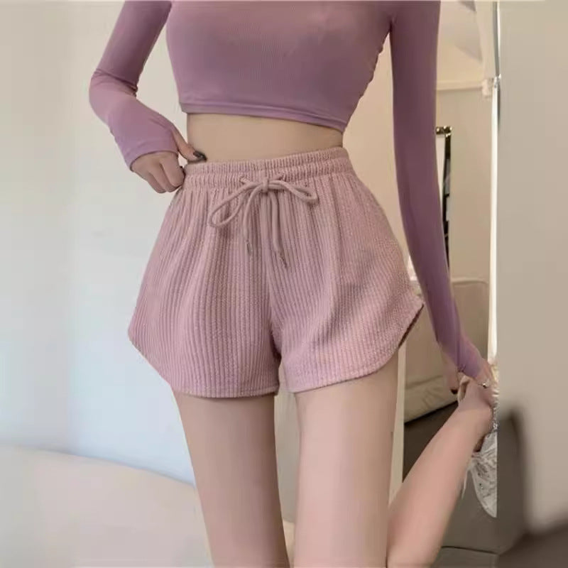 Women&#039;s Shorts Waffle New Summer High Waist Plus Size Shorts Internet Celebrity Fitness Sports Pants Loose Casual Pants