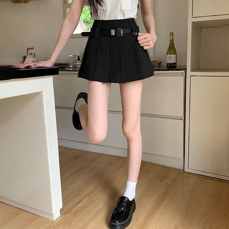 Women's Solid Color Casual High Waist Pleated Skirt - globaltradeleader