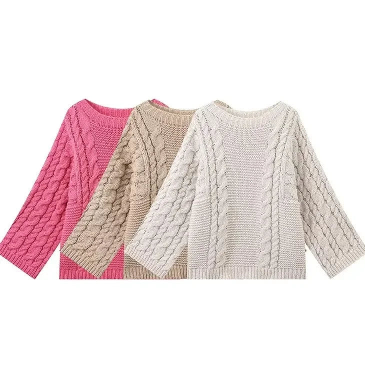 Women's Loose-Fit Sweater INS Style Round Neck Flare Sleeve Knitwear European And American Fashion Trend