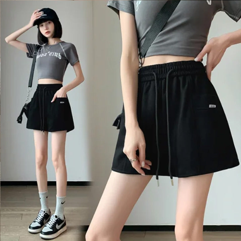 High Waist Slimming And Wide Leg Loose Straight Outerwear Cotton Running Leisure Shorts - globaltradeleader