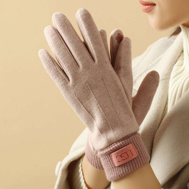 Cashmere-like Women's Winter Warm Gloves Fleece-lined Thickened Outdoor Riding Touch Screen - globaltradeleader