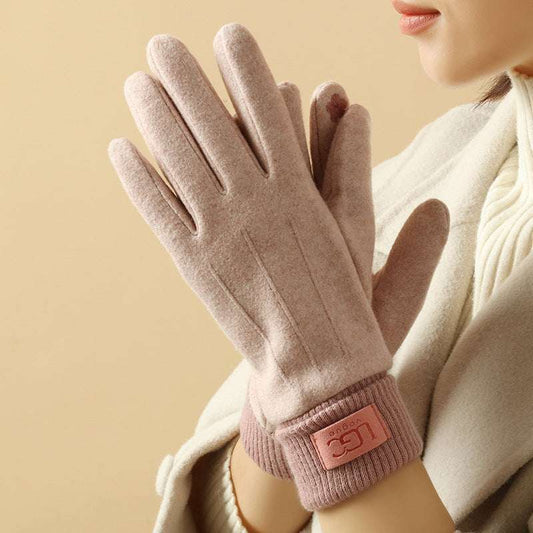 Cashmere-like Women's Winter Warm Gloves Fleece-lined Thickened Outdoor Riding Touch Screen - globaltradeleader