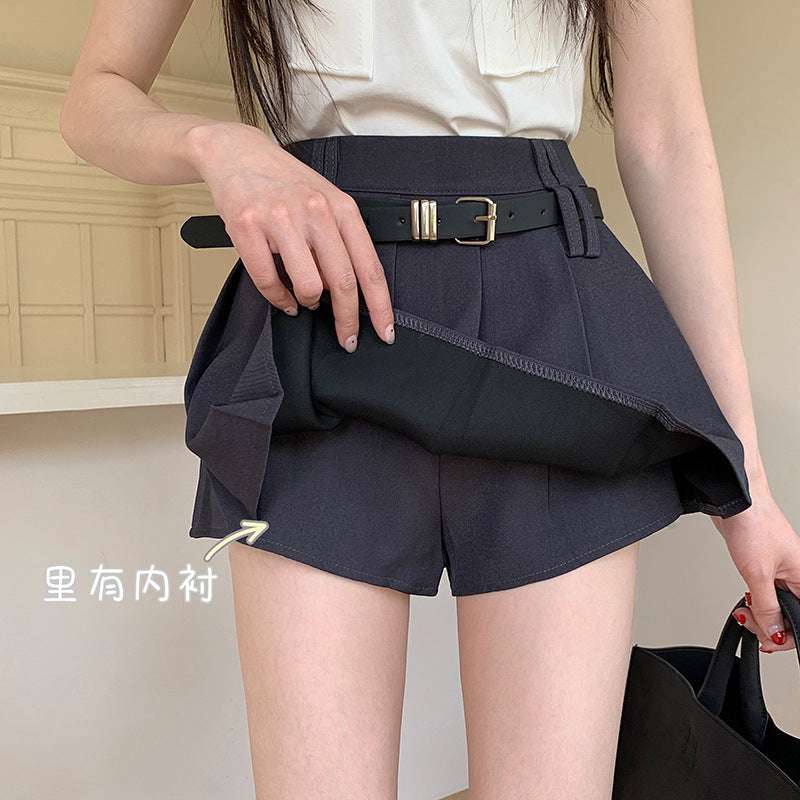 Women's Solid Color Casual High Waist Pleated Skirt - globaltradeleader