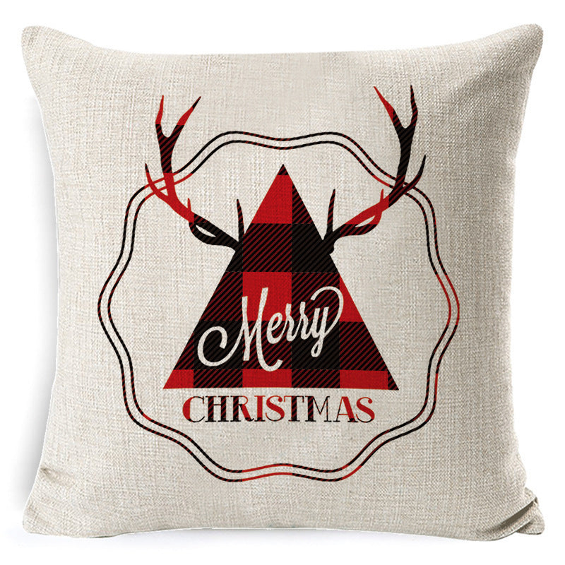 Christmas Linen Printing Decoration Pillowcase