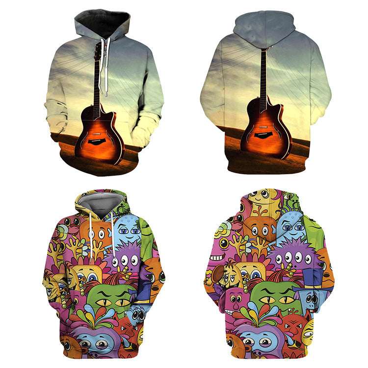 European And American Men's Tide Brand Couple Sweater Urban Casual Women's Top 3d Printing Hooded Jacket