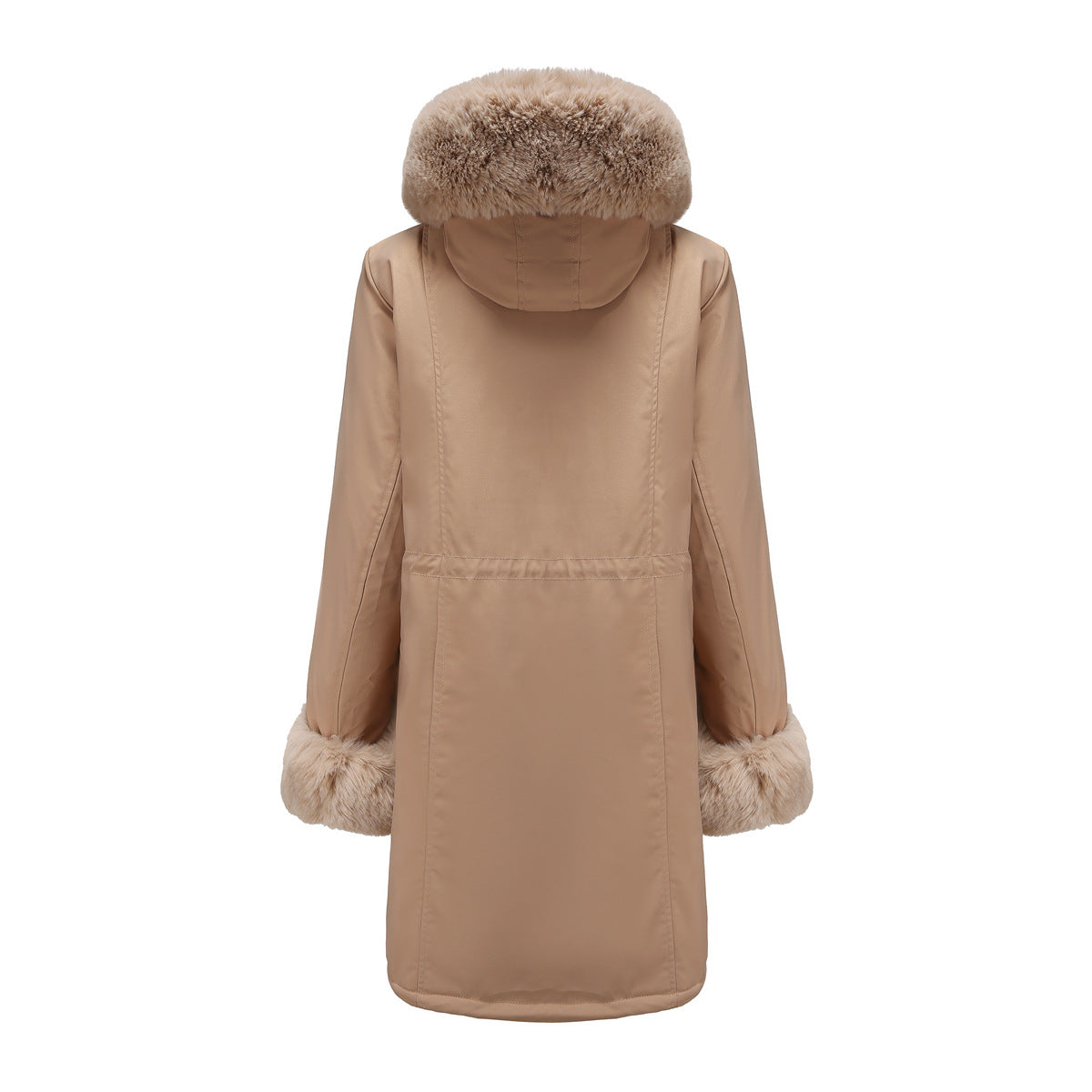 Winter New Cotton Coat Women's Detachable Fur Collar Mid-length Long-sleeved Pie To Overcome Solid Color Hooded Warm Cotton Coat