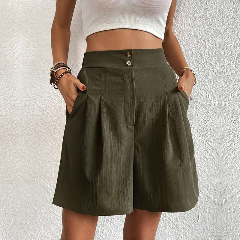 Summer New Loose Pants Casual Women&#039;s High Waist Wide Leg Shorts