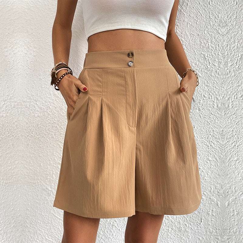 Summer New Loose Pants Casual Women&#039;s High Waist Wide Leg Shorts
