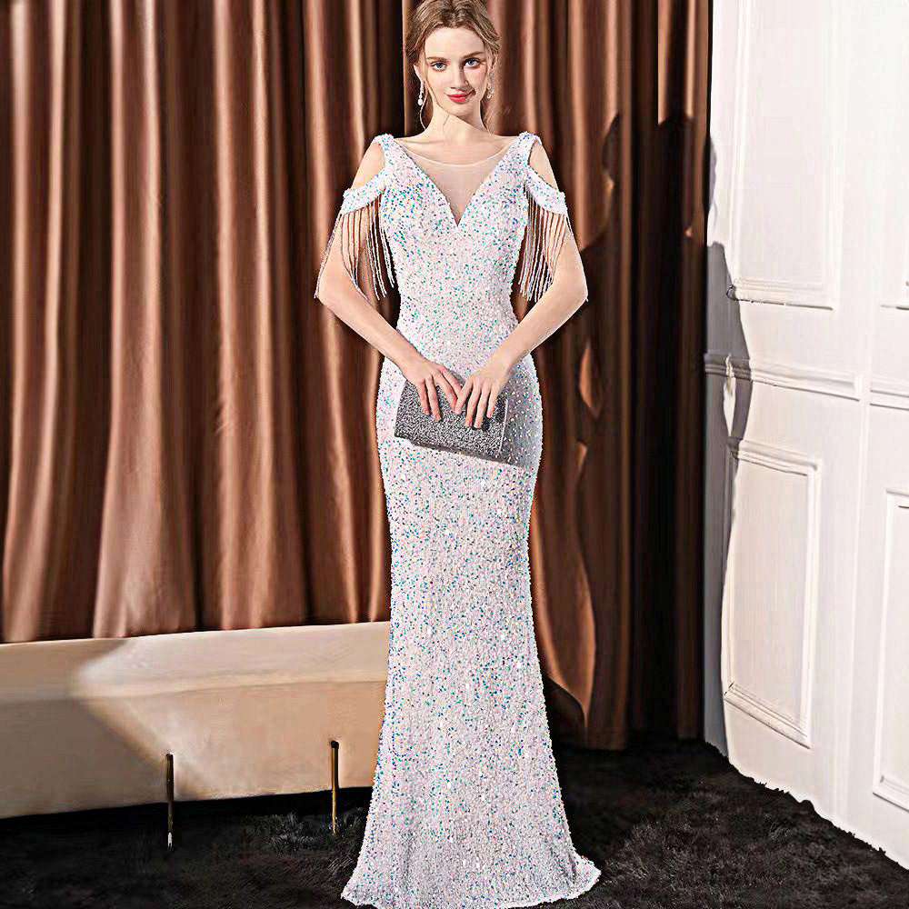 Sequin Long Slim Slimming Fishtail Dress - globaltradeleader