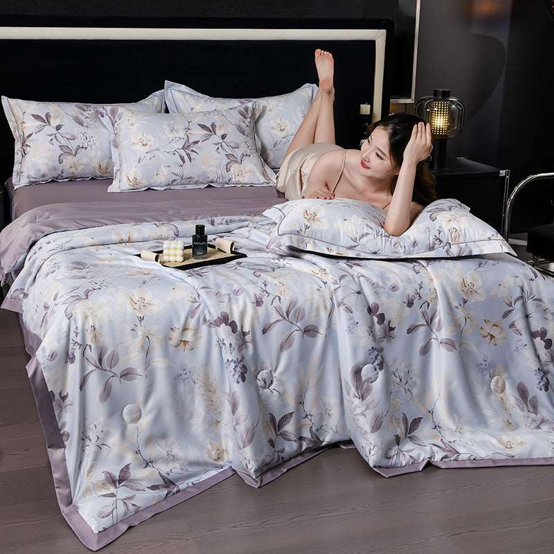 Printed Washed Tencel Summer Cooling Duvet Four-piece Set - globaltradeleader
