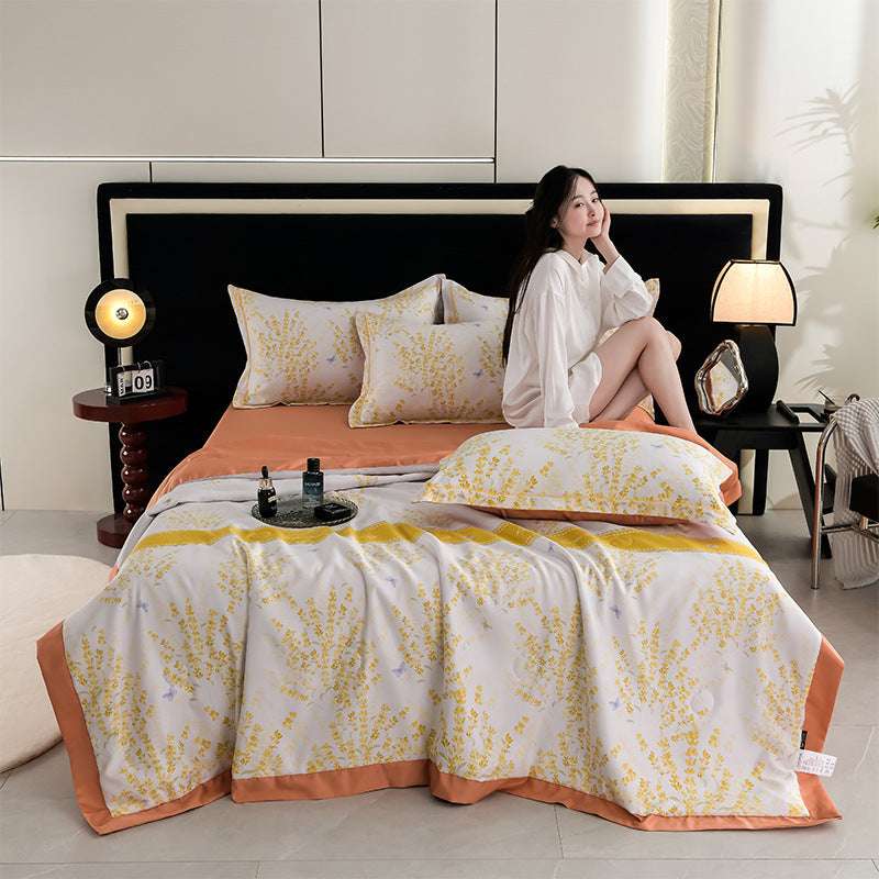 Printed Washed Tencel Summer Cooling Duvet Four-piece Set - globaltradeleader