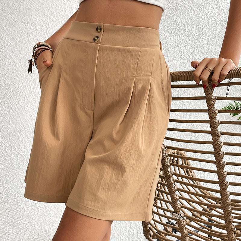 Summer New Loose Pants Casual Women&#039;s High Waist Wide Leg Shorts
