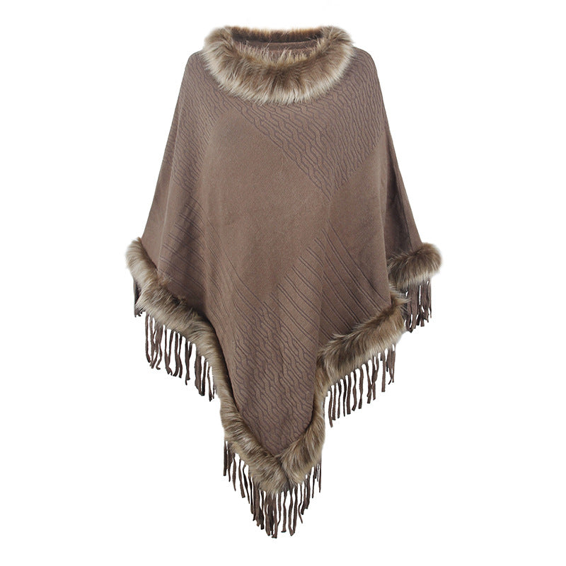 Mao Mao Yu Foreign Trade Knitted Tassel Cloak For Women