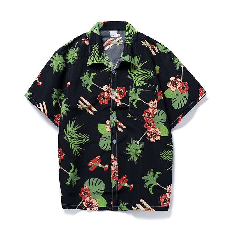 Hawaiian Style Seaside Floral Beach Summer Thin Section Trend Loose Casual Vacation Shirt Floral Shirt Men's Short-sleeved