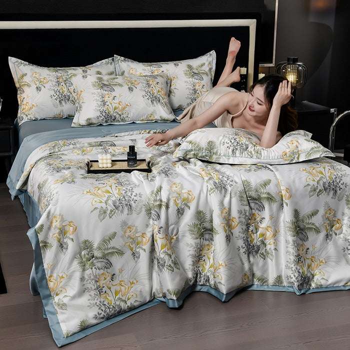 Printed Washed Tencel Summer Cooling Duvet Four-piece Set - globaltradeleader