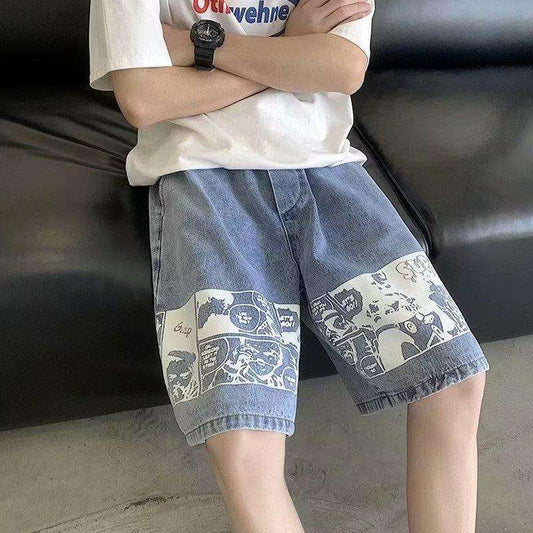 Men's Denim Shorts European Hip Hop Street Style 5-quarter Pants - globaltradeleader