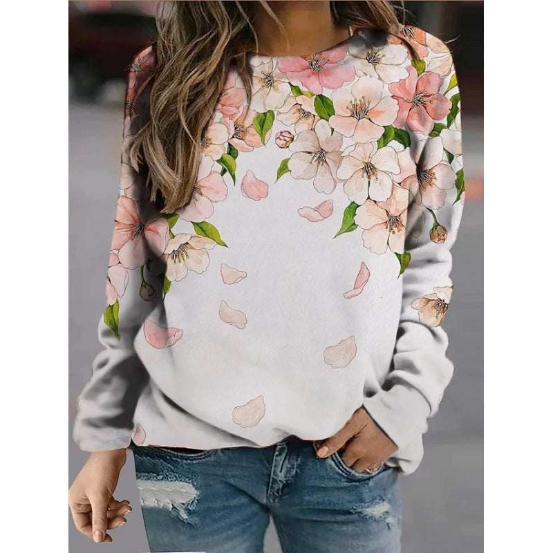 Fashion Floral Print Long-sleeved Women's Sweater - globaltradeleader