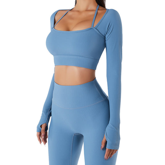 Sports Top Women's Quick-drying Workout Clothes With Chest Pad Slim Fit Skinny Long Sleeve Yoga Wear - globaltradeleader
