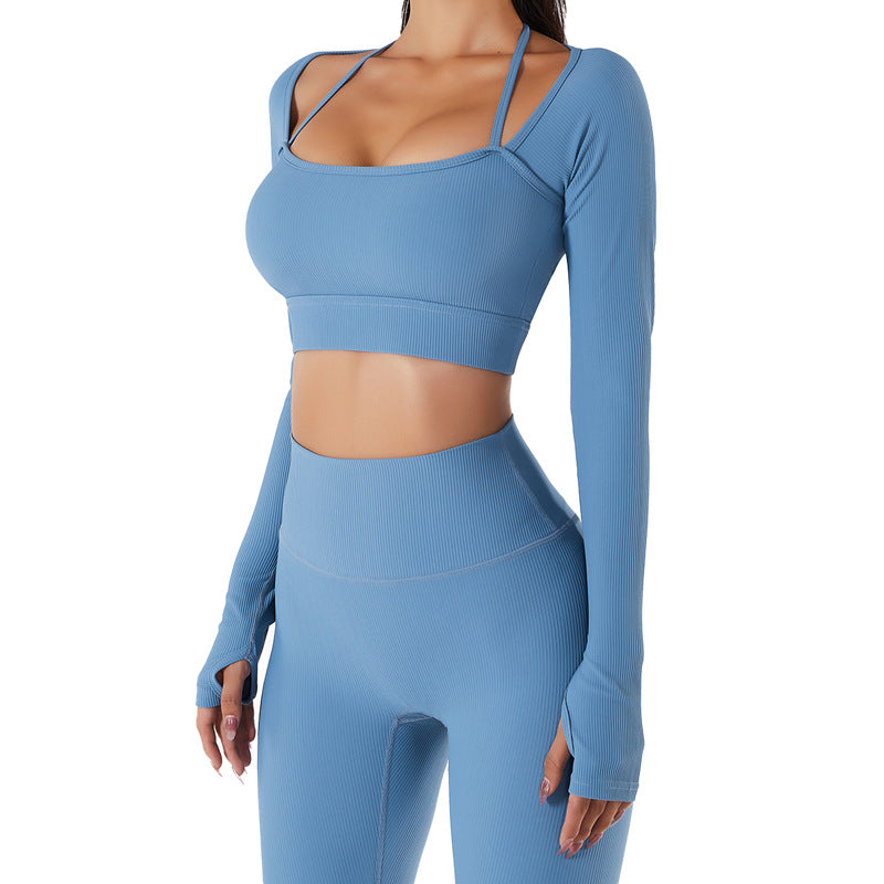 Sports Top Women's Quick-drying Workout Clothes With Chest Pad Slim Fit Skinny Long Sleeve Yoga Wear - globaltradeleader