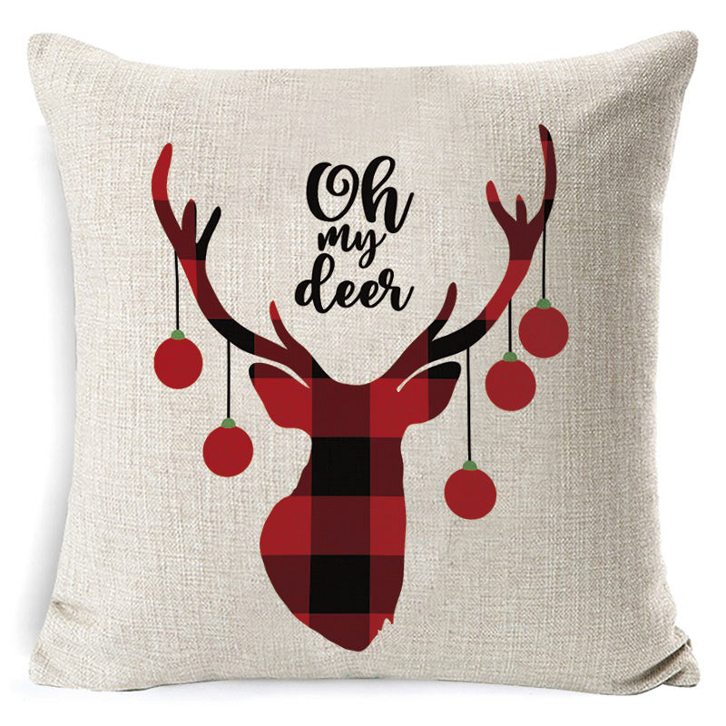 Christmas Linen Printing Decoration Pillowcase