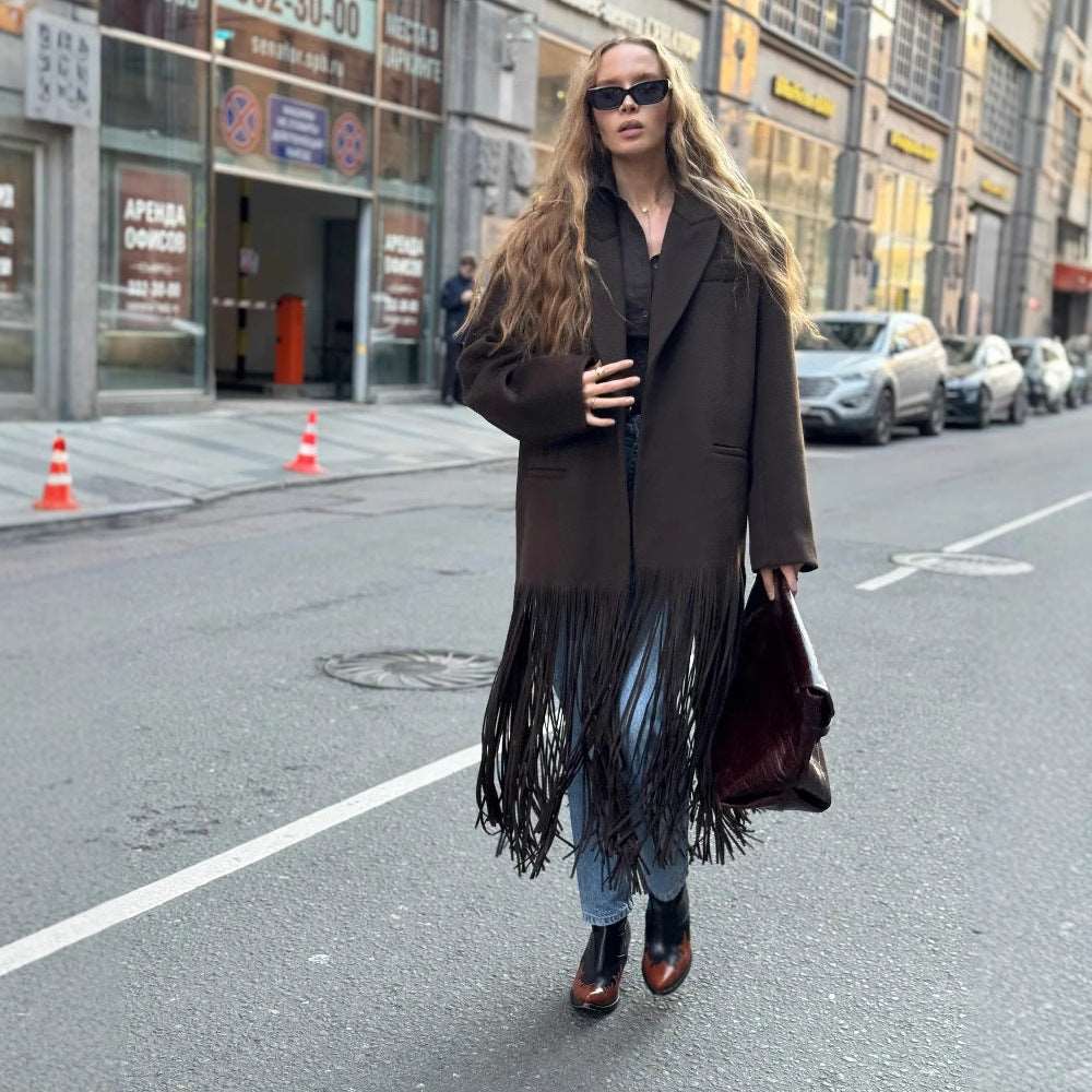 Women's Street Fashion Tassel Woolen Coat - globaltradeleader