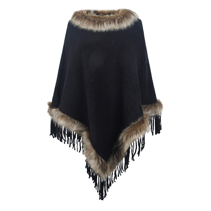 Mao Mao Yu Foreign Trade Knitted Tassel Cloak For Women