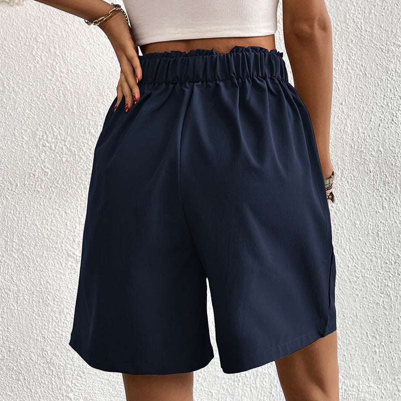 Summer New Loose Pants Casual Women&#039;s High Waist Wide Leg Shorts