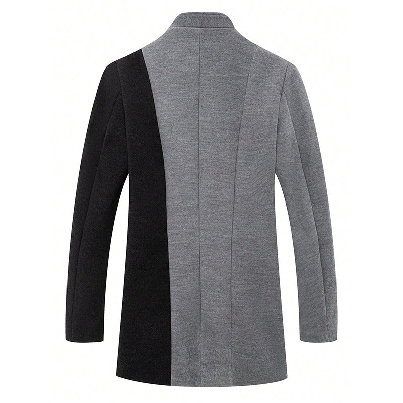 Mid-length Color Matching Single-breasted Trench Coat Woolen Plus Size Casual - globaltradeleader