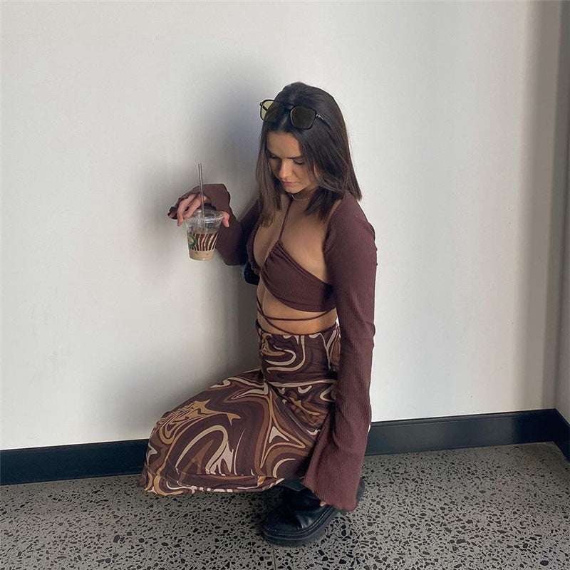 Autumn And Winter Women's High Waist Hip Sexy Slim-Fit Elegant Printed Skirt For Women