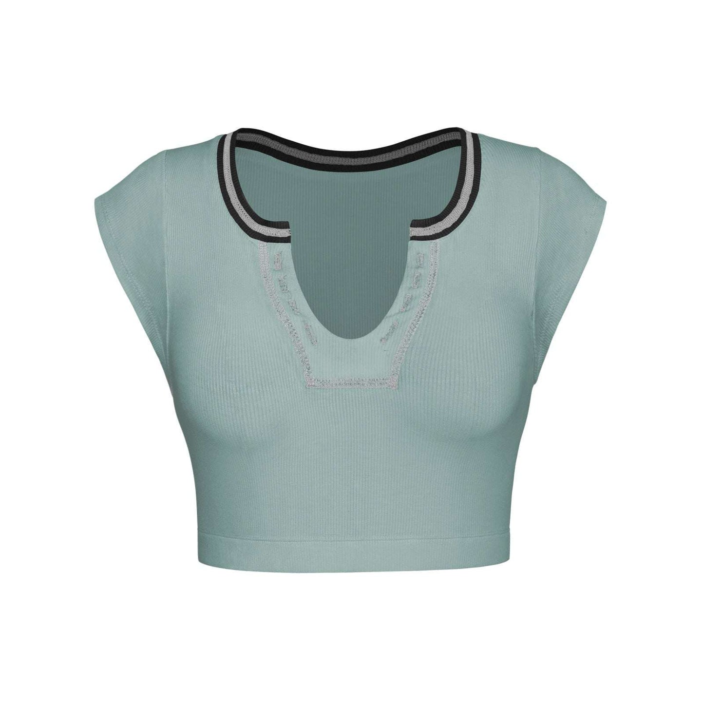 Summer Slim Ultra Short Sexy Hot Girl Top Knitted Threaded Spring And Autumn Bottoming T-Shirt