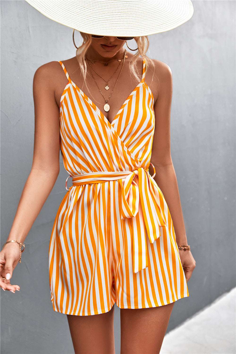 Sexy V-neck Striped Strap Jumpsuit For Women