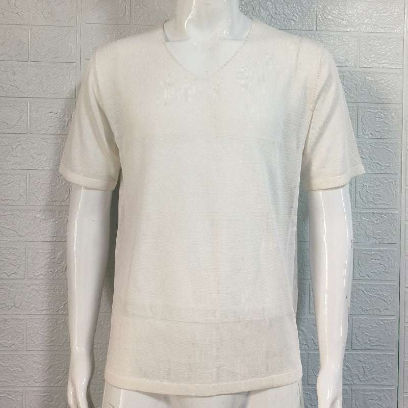 European And American V-neck Short Sleeve Slim-fit Knitted Top - globaltradeleader