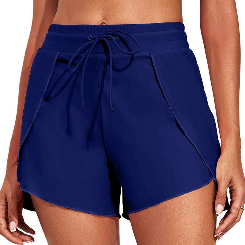 Quick-drying High Waist Women's Swimming Trunks Summer Vacation Style Solid Color - globaltradeleader