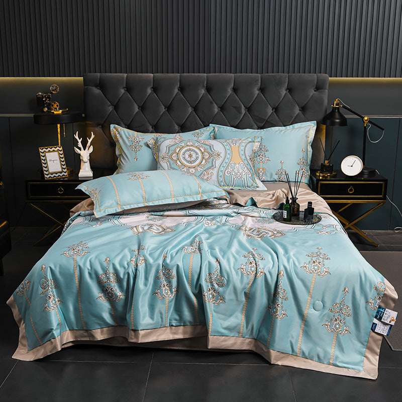 Printed Washed Tencel Summer Cooling Duvet Four-piece Set - globaltradeleader