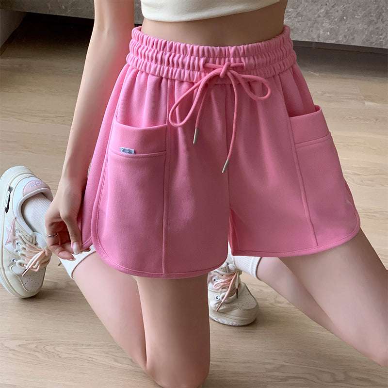 High Waist Slimming And Wide Leg Loose Straight Outerwear Cotton Running Leisure Shorts - globaltradeleader