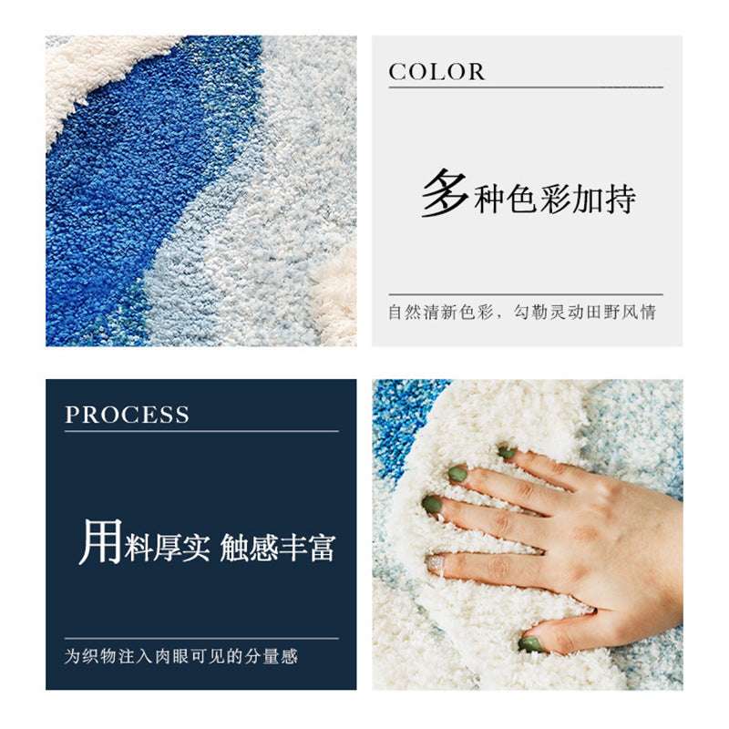 Light Luxury Wave Tufted Special-shaped Flocking Carpet Living Room Household Non-slip Bedroom Bedside Blanket Machine Washable Exclusive