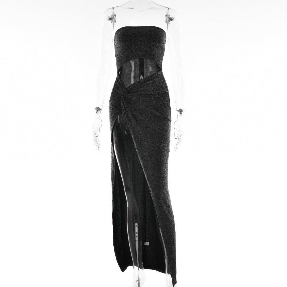 Strapless jumpsuit slit summer backless dress