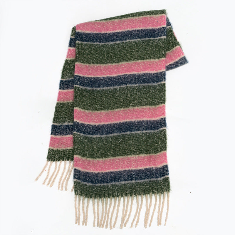 Rainbow Color-blocking Striped Soft Scarf