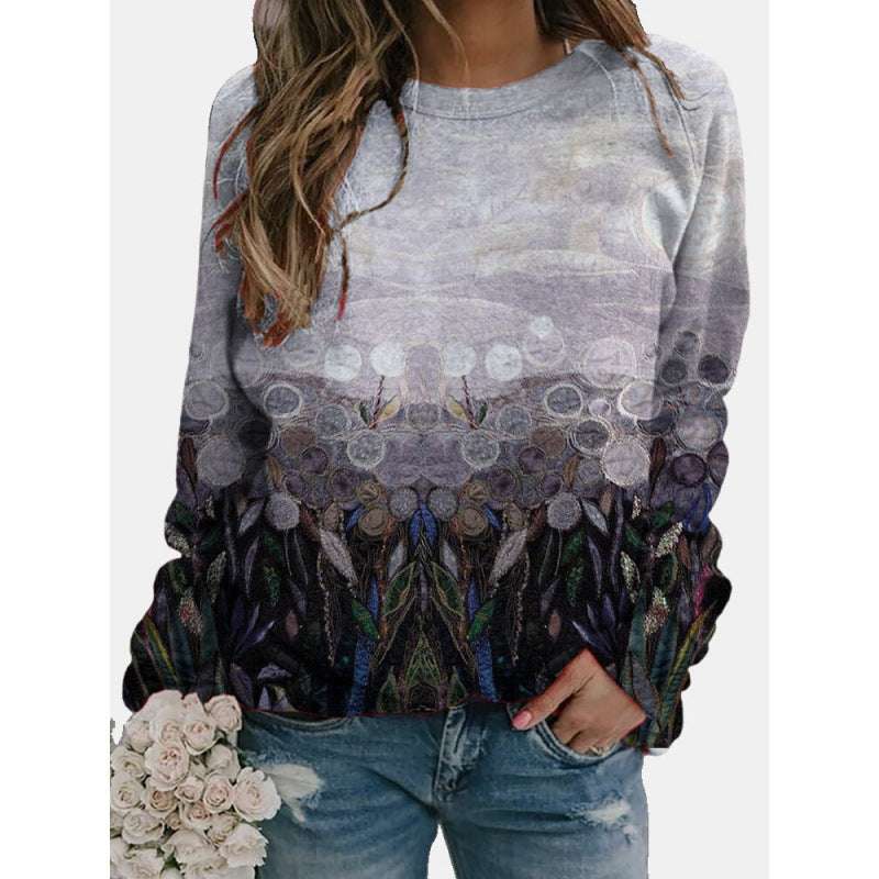 Fashion Floral Print Long-sleeved Women's Sweater - globaltradeleader